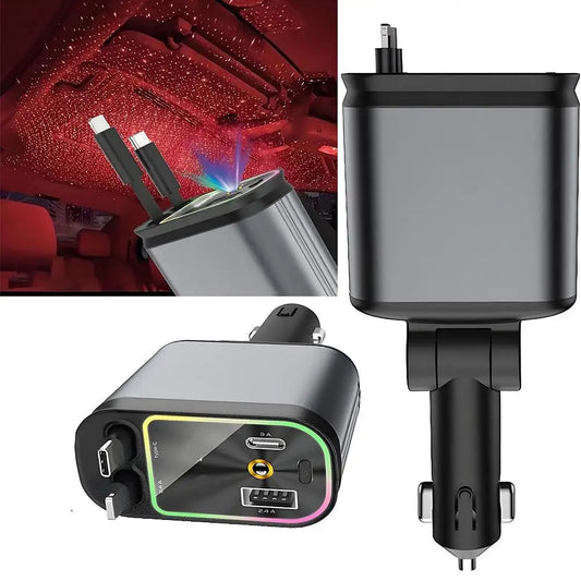 Retractable Car Charger with Starlight Roof Projector